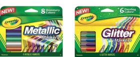 Pacote combinado de marcadores Crayola Metallic de 8 unidades e Glitter de 6 unidades Pacote combinado de marcadores Crayola Metallic de 8 unidades e Glitter de 6 unidades
