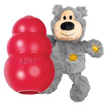Pacote combinado KONG Classic e Wild Knots Bear Brinquedos exclusivos e divertidos para horas de diversão O brinquedo clássico pode ser recheado com guloseimas para cães para cães pequenos