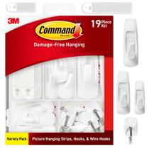 Pacote Command Variety, tiras suspensas, 1 kit de ganchos, 19 itens Pacote Command Variety, tiras suspensas, 1 kit de ganchos, 19 itens