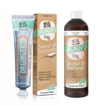 Pacote: creme dental e enxaguante bucal Doctor Ginger's Coconut Oil Care