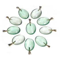 Pacote de 05 Pingentes Cabochão Oval de Obsidiana Verde com Montagem em Pino Prateado Pacote de 05 Pingentes Cabochão Oval de Obsidiana Verde com Montagem em Pino Prateado