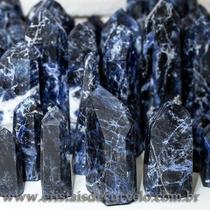 Pacote de 1 kg de Pontas de Sodalita Azul Natural Lapidadas em Formato de Gerador Médio para Atacado