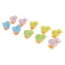 Pacote de 10 brinquedos Wind Up Chick Keenso de pelúcia e plástico