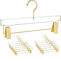 Pacote de 10 cabides Besser Gold Acrylic com clipes para roupas