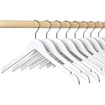 Pacote de 10 cabides de madeira Amber Home White para camisa e vestido Pacote de 10 cabides de madeira Amber Home White para camisa e vestido
