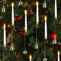 Pacote de 10 velas cônicas sem chama para decoração de árvore de Natal Pacote de 10 velas cônicas sem chama para decoração de árvore de Natal