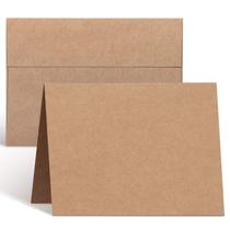 Pacote de 100 cartões e envelopes Ohuhu Blank Brown Kraft
