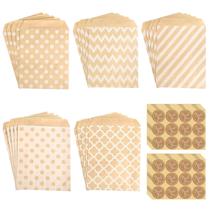Pacote de 100 sacolas de papel para presente Elvielsl, 13x18 cm, Brown Kraft