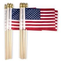 Pacote de 12 bandeiras americanas portáteis Anley 10x15cm com bastão