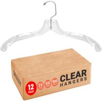Pacote de 12 cabides de plástico DEILSY Clear para roupas e guarda-roupas Pacote de 12 cabides de plástico DEILSY Clear para roupas e guarda-roupas