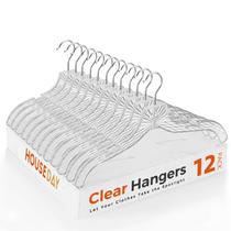 Pacote de 12 cabides de plástico HOUSE DAY Clear para roupas femininas Pacote de 12 cabides de plástico HOUSE DAY Clear para roupas femininas