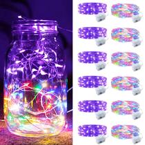 Pacote de 12 Fairy Lights ZGWJ, 2,1 m, alimentado por bateria, cores misturadas Pacote de 12 Fairy Lights ZGWJ, 2,1 m, alimentado por bateria, cores misturadas