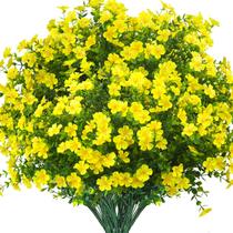 Pacote de 12 flores artificiais Grunyia Resistente a UV - Amarelo