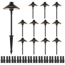 Pacote de 12 luzes de caminho de paisagem VEVOR 3W 210LM 12V-24VAC/DC 3000K Pacote de 12 luzes de caminho de paisagem VEVOR 3W 210LM 12V-24VAC/DC 3000K