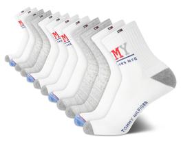 Pacote de 12 meias Quarter Socks Tommy Hilfiger para homens, tamanho 7-12, brancas