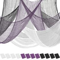 Pacote de 12 tecidos assustadores de Halloween, 76 x 190 cm, preto/roxo/branco