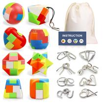 Pacote de 16 quebra-cabeças Brain Teasers Yowlieu para crianças e adultos