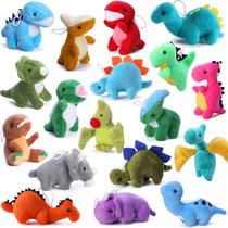 Pacote de 18 brinquedos de dinossauro de pelúcia TIKAITOYO para crianças com chaveiro