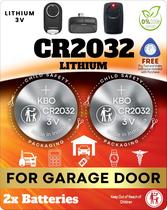 Pacote de 2 baterias para abridor de porta de garagem CR2032 Button Lithium 3V Pacote de 2 baterias para abridor de porta de garagem CR2032 Button Lithium 3V