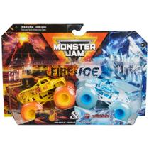 Pacote de 2 caminhões Toy Monster Jam Fire e Ice Monster Trucks 1:64