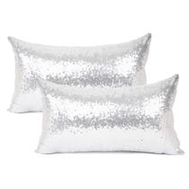 Pacote de 2 capas de almofada de cetim YOUR SMILE Silver Sequin 30x50cm