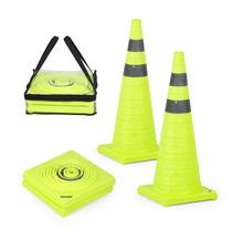 Pacote de 2 cones de trânsito BATTIFE, 70 cm, verde limão com faixa reflexiva Pacote de 2 cones de trânsito BATTIFE, 70 cm, verde limão com faixa reflexiva