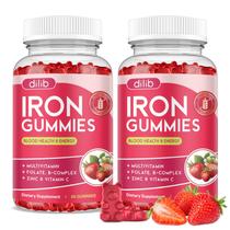 Pacote de 2 Iron Gummies dilib de 120 quilates com multivitamínico para adultos e crianças Pacote de 2 Iron Gummies dilib de 120 quilates com multivitamínico para adultos e crianças