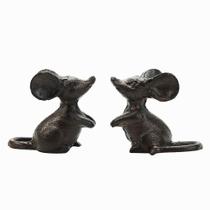 Pacote de 2 peças Ornament Sungmor Cast Iron Little Cute Mouse