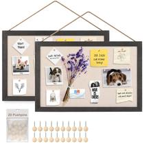 Pacote de 2 placas de cortiça Miratino com moldura de madeira de linho de 40x28 cm