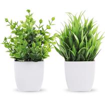 Pacote de 2 plantas artificiais em vasos Der Rose, pequeno para casa