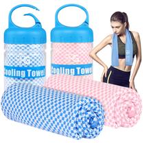 Pacote de 2 toalhas de resfriamento BOGI para pescoço e rosto 100x30cm azul+rosa Pacote de 2 toalhas de resfriamento BOGI para pescoço e rosto 100x30cm azul+rosa