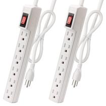 Pacote de 2 tomadas Power Strip PLUGTUL com 2 tomadas e cabo de 2 pés 1875W/15A
