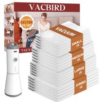 Pacote de 20 sacos de vedação a vácuo Vacbird com bomba sem fio 5J+5L+5M+5S Pacote de 20 sacos de vedação a vácuo Vacbird com bomba sem fio 5J+5L+5M+5S