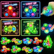 Pacote de 24 Fidget Spinners AuroTops Light Up com cartões de dia dos namorados
