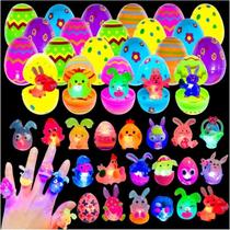 Pacote de 24 ovos de Páscoa com anéis 3D Finger Lights Up para crianças Pacote de 24 ovos de Páscoa com anéis 3D Finger Lights Up para crianças