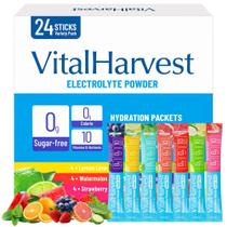 Pacote de 24 palitos de eletrólito em pó VitalHarvest sem açúcar