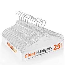 Pacote de 25 cabides de plástico HOUSE DAY Clear para roupas femininas Pacote de 25 cabides de plástico HOUSE DAY Clear para roupas femininas