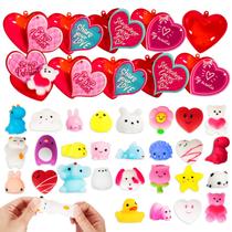 Pacote de 28 Brinquedos Valentine Squishies Toys MGParty com cartões de dia dos namorados