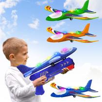 Pacote de 3 brinquedos Catapult Airplane Toy Wesfuner com lançador e adesivos