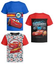 Pacote de 3 camisetas Disney Cars Lightning McQueen para crianças/crianças