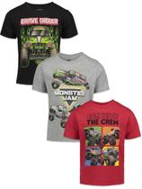 Pacote de 3 camisetas Monster Jam Big Boys pretas/vermelhas/cinza tamanho 10 Pacote de 3 camisetas Monster Jam Big Boys pretas/vermelhas/cinza tamanho 10
