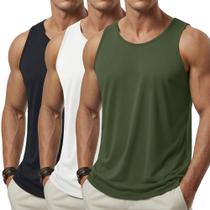 Pacote de 3 camisetas regatas Cotrasen para homens, algodão de verão, tamanho S Pacote de 3 camisetas regatas Cotrasen para homens, algodão de verão, tamanho S