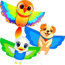 Pacote de 3 Kite HENGDA para crianças e adultos com pássaro, cachorro e pato Pacote de 3 Kite HENGDA para crianças e adultos com pássaro, cachorro e pato