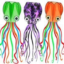 Pacote de 3 Kite Milky House Octopus para crianças e adultos com corda