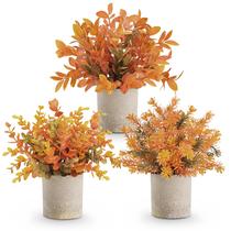 Pacote de 3 plantas artificiais de outono de eucalipto Der Rose 25 cm