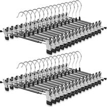 Pacote de 30 cabides POZEAN com clipes de aço inoxidável preto de 12 polegadas