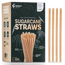 Pacote de 300 canudos de cana-de-açúcar biodegradáveis de 21 cm Weemium