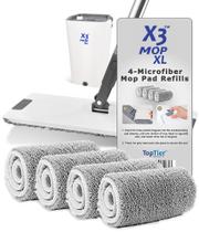 Pacote de 4 almofadas de limpeza de microfibra de reposição para X3 Mop XL Pacote de 4 almofadas de limpeza de microfibra de reposição para X3 Mop XL