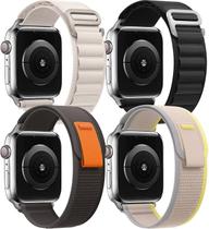 Pacote de 4 Alpine Trail Loop Compatível Appl Watch Band 38mm 40mm 41mm, Substituição Mulheres Homens, Nylon Solo Sport Pacote de 4 Alpine Trail Loop Compatível Appl Watch Band 38mm 40mm 41mm, Substituição Mulheres Homens, Nylon Solo Sport