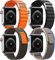 Pacote de 4 Alpine Trail Loop Compatível Appl Watch Band 38mm 40mm 41mm, Substituição Mulheres Homens, Nylon Solo Sport Pacote de 4 Alpine Trail Loop Compatível Appl Watch Band 38mm 40mm 41mm, Substituição Mulheres Homens, Nylon Solo Sport